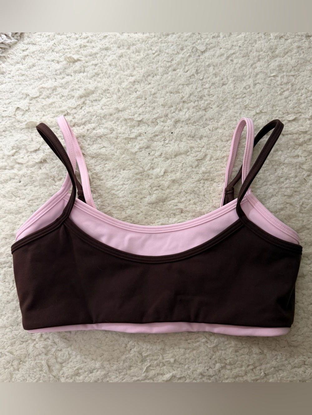 🤎💖 LIAISON THE LABEL DOUBLE LAYER SCOOP BRA - MOCHA BROWN & SOFT PINK